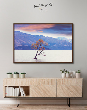 Framed Tree in lake Wanaka Canvas Wall Art