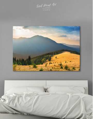Mountains landscape with beautiful sunset Canvas Wall Art