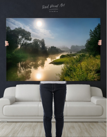 River in the fog landscape Canvas Wall Art - image 4