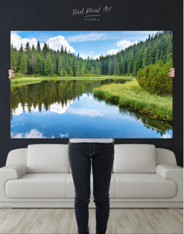 Beautiful lake in the forest Canvas Wall Art - image 1