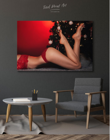 Sexy lady ass with christmas tree Canvas Wall Art - image 5