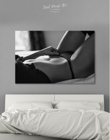 Black and white erotic woman in underwear Canvas Wall Art