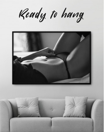 Framed Black and white erotic woman in underwear Canvas Wall Art - image 5