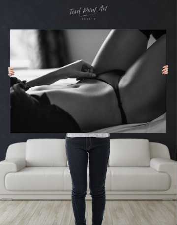 Black and white erotic woman in underwear Canvas Wall Art - image 6