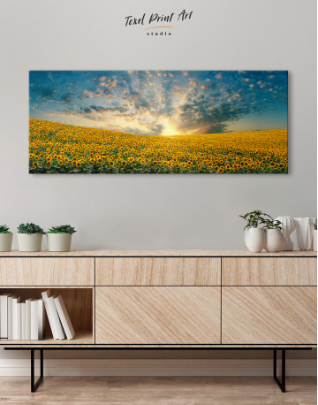 Panoramic Landscape of a Sunflower Field Canvas Wall Art - image 2