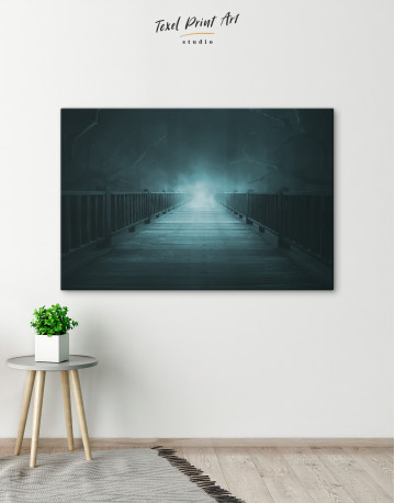 Mystical wooden bridge in the fog Canvas Wall Art - image 5