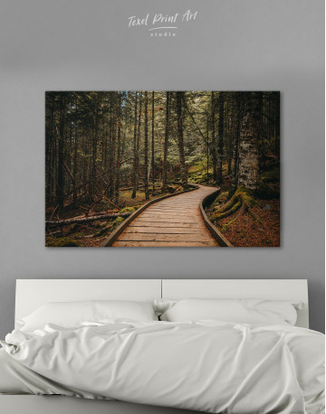 Wooden path inside a forest Canvas Wall Art - image 7