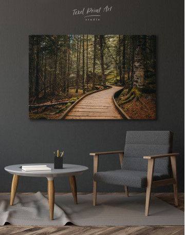 Wooden path inside a forest Canvas Wall Art - image 5