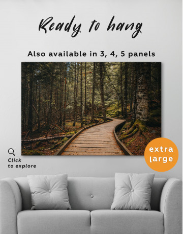 Wooden path inside a forest Canvas Wall Art - image 1