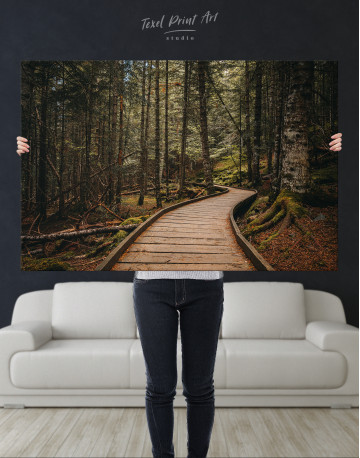 Wooden path inside a forest Canvas Wall Art - image 2