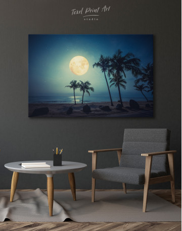 Beautiful fantasy night tropical beach Canvas Wall Art - image 2