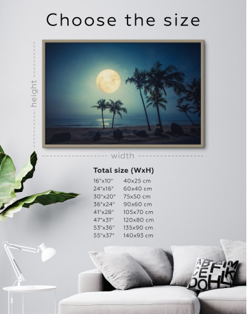 Framed Beautiful fantasy night tropical beach Canvas Wall Art - image 2