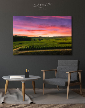 Row vine grape in champagne vineyards at Reims, France Canvas Wall Art - image 2