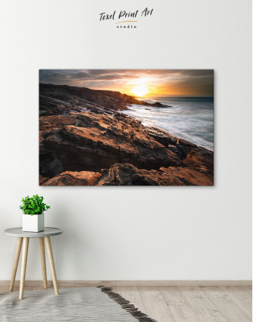 Sunset in the Basque coast in Hondarribia, Spain Canvas Wall Art - image 7
