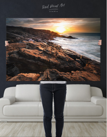 Sunset in the Basque coast in Hondarribia, Spain Canvas Wall Art - image 8
