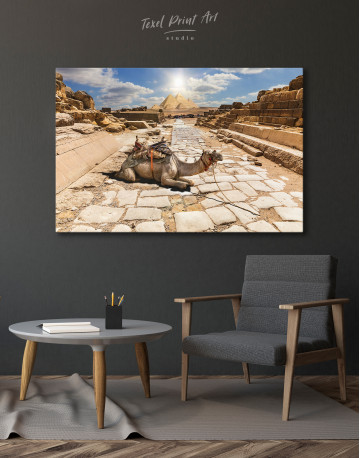 A camel in the ruins of Giza temple, Egypt Canvas Wall Art - image 4