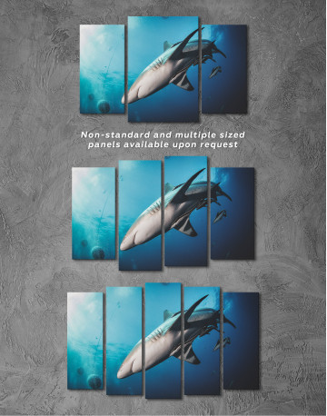 Sharks in underwater world Canvas Wall Art - image 5