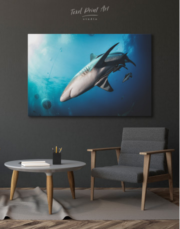 Sharks in underwater world Canvas Wall Art - image 1