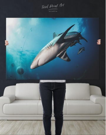 Sharks in underwater world Canvas Wall Art - image 6