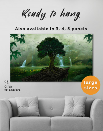 Tropical landscape with mist and waterfalls Canvas Wall Art - image 6