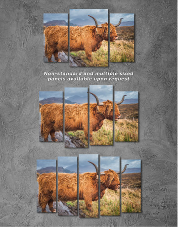 Big horned scottish highland cow Canvas Wall Art - image 5