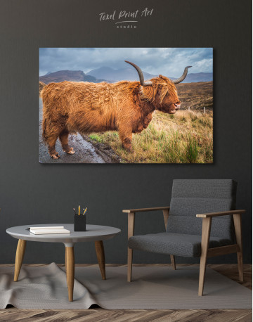 Big horned scottish highland cow Canvas Wall Art - image 4