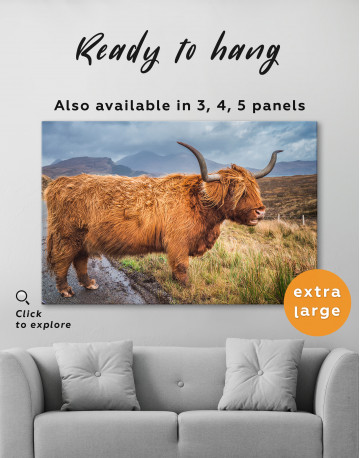 Big horned scottish highland cow Canvas Wall Art - image 3