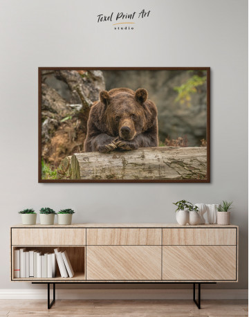 Framed Closeup grizzly bear Canvas Wall Art