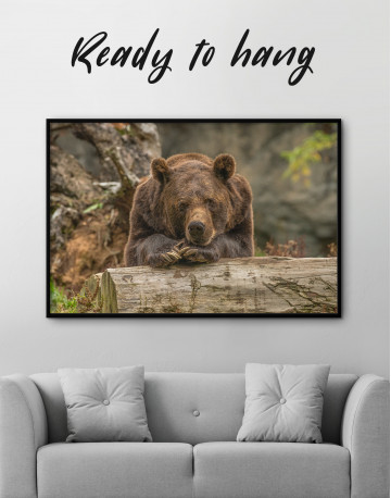Framed Closeup grizzly bear Canvas Wall Art - image 2