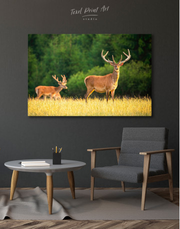 Red deer on a meadow Canvas Wall Art - image 4