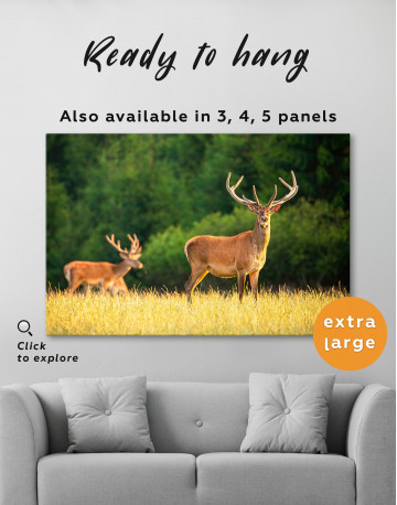 Red deer on a meadow Canvas Wall Art - image 2