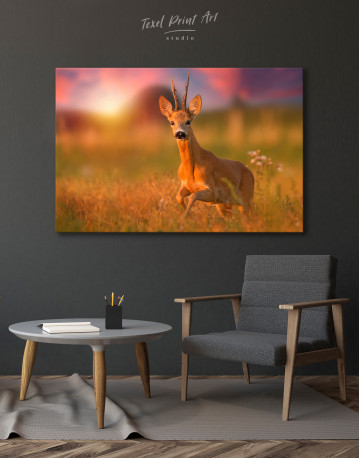 Roe deer buck on a meadow Canvas Wall Art - image 3