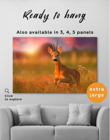 Roe deer buck on a meadow Canvas Wall Art - image 2