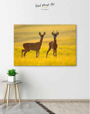 Two roe deers on glade Canvas Wall Art - image 7