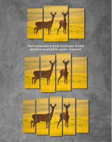 Two roe deers on glade Canvas Wall Art - image 5