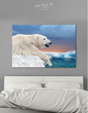 Polar bear on a ice floe Canvas Wall Art