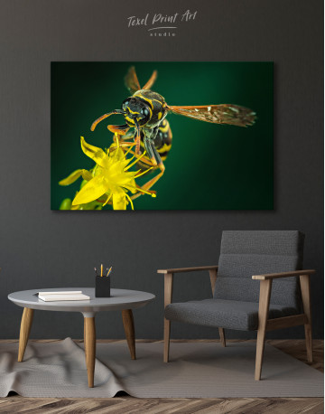 Wasp on Flower Canvas Wall Art - image 4