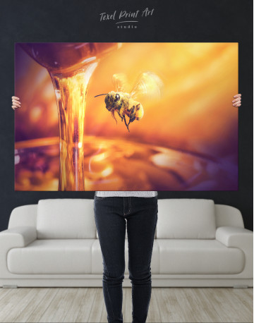 Bee flying to honey Canvas Wall Art - image 2