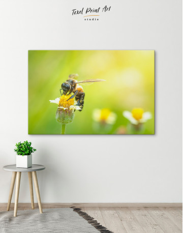 Bee flying to the beautiful flower Canvas Wall Art - image 8