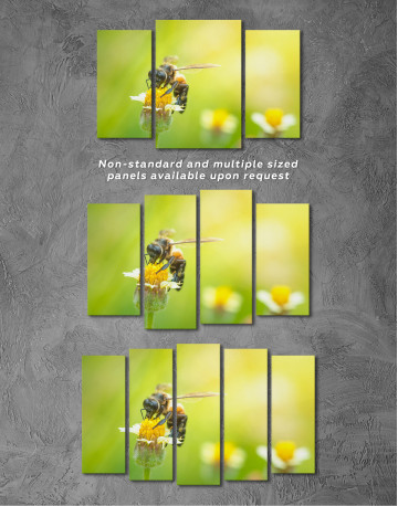 Bee flying to the beautiful flower Canvas Wall Art - image 5