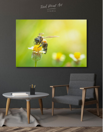 Bee flying to the beautiful flower Canvas Wall Art - image 4