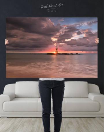 Lighthouse Tower on Sea Canvas Wall Art - image 1