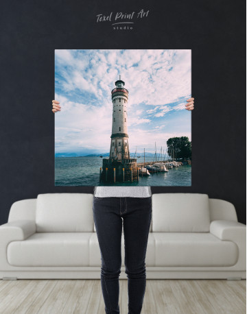 Lighthouse in the Sea Landscape Canvas Wall Art - image 1