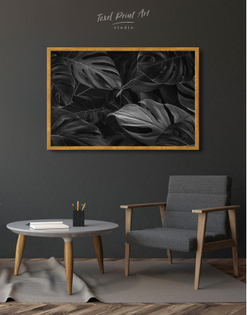 Framed Black Monstera Leaves Canvas Wall Art - image 5