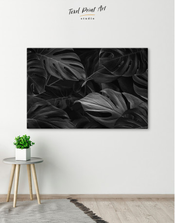 Black Monstera Leaves Canvas Wall Art - image 1
