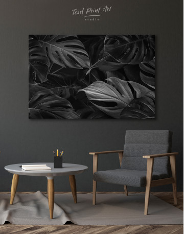 Black Monstera Leaves Canvas Wall Art - image 4