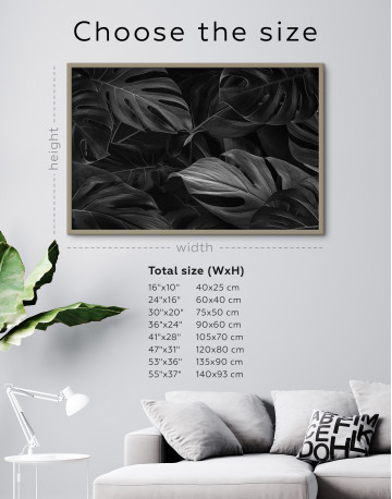 Framed Black Monstera Leaves Canvas Wall Art - image 6