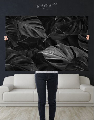 Black Monstera Leaves Canvas Wall Art - image 7