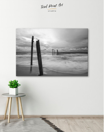 Black and White Sea Landscape Canvas Wall Art - image 7