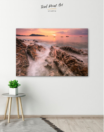 Beautiful Ocean Sunset Landscape Canvas Wall Art - image 1